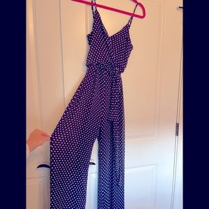 Michael Kors navy polka dot jumpsuit